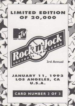 1992 MTV Rock n' Jock Softball Challenge #3 Ken Griffey Jr. Back